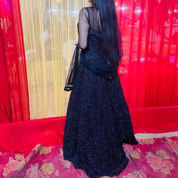 black shimmer gown
